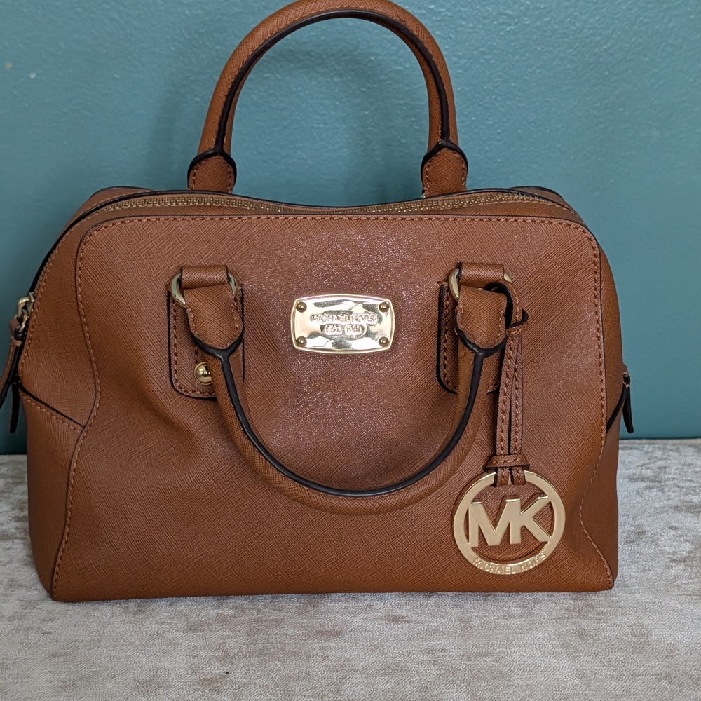 MICHAEL Michael Kors LAILA  Brown Leather Satchel - Picture 3 of 16